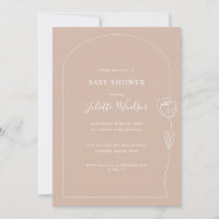 Line Drawing Rose Baby Shower Invitation