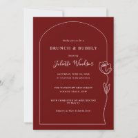 Line Drawing Rose Brunch & Bubbly Invitation