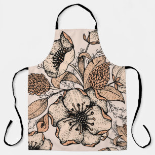 Line drawing seamless pattern. Light colours. Vint Apron