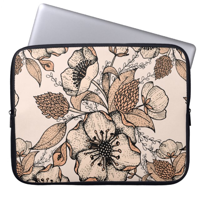 Line drawing seamless pattern. Light colours. Vint Laptop Sleeve (Front)