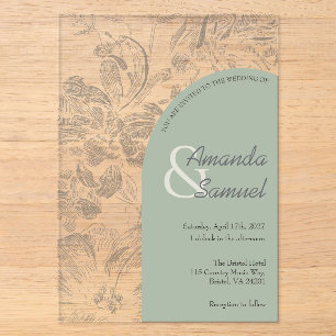 Line Drawn Arched Acrylic Wedding Invitation