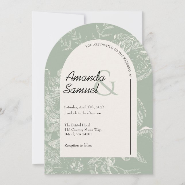 Line Drawn Arched Wedding Invitation (Front)