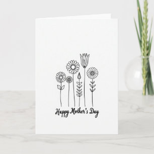 Line Drawn Floral Art Card
