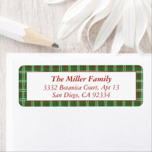 Line Drawn Illustrated Plaid Stripe Return Address Label