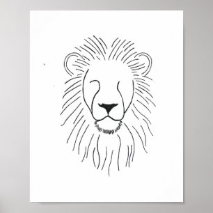 Line drawn Lion Poster