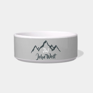 Line drawn mountain range personalizable monogram bowl