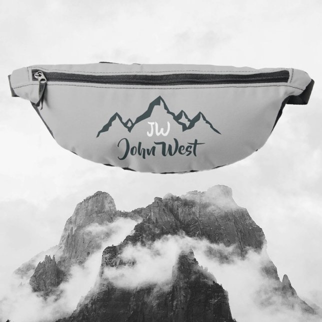 Line drawn mountain range personalizable monogram bum bags (Creator Uploaded)