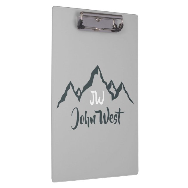 Line drawn mountain range personalizable monogram clipboard (Right)
