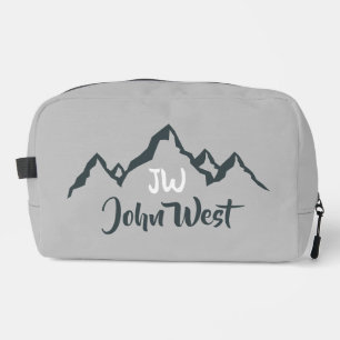 Line drawn mountain range personalizable monogram dopp kit