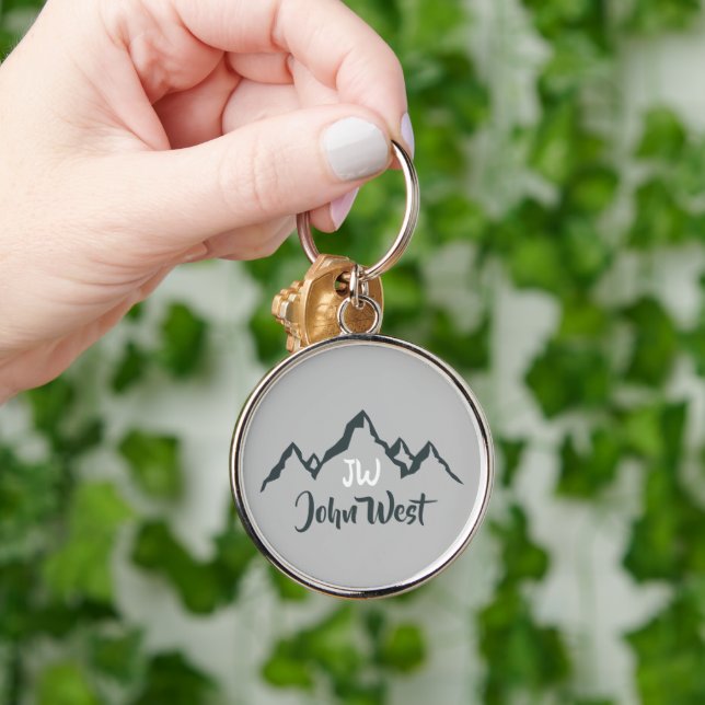 Line drawn mountain range personalizable monogram key ring (Hand)