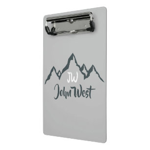 Line drawn mountain range personalizable monogram mini clipboard