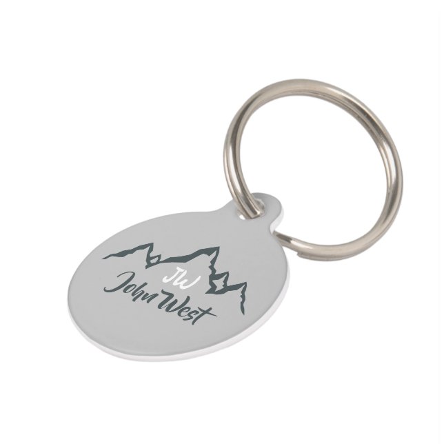 Line drawn mountain range personalizable monogram pet tag (Side)