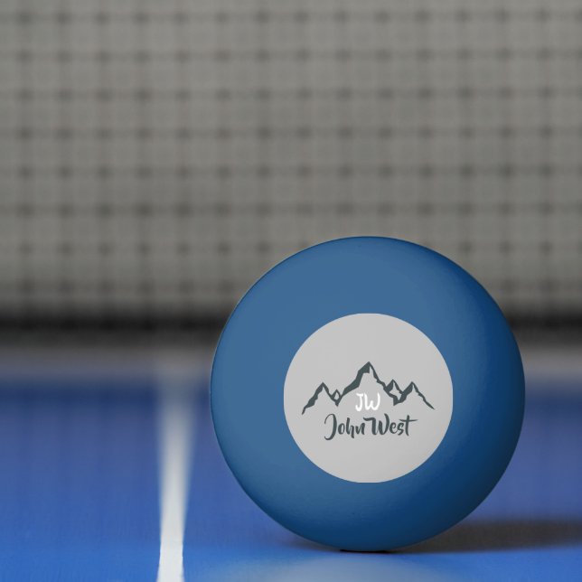 Line drawn mountain range personalizable monogram ping pong ball (Net)