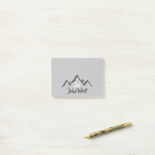 Line drawn mountain range personalizable monogram post-it notes
