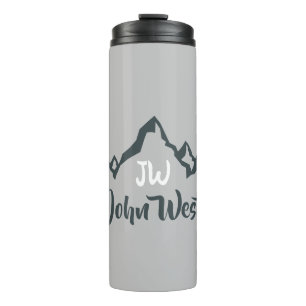 Line drawn mountain range personalizable monogram thermal tumbler