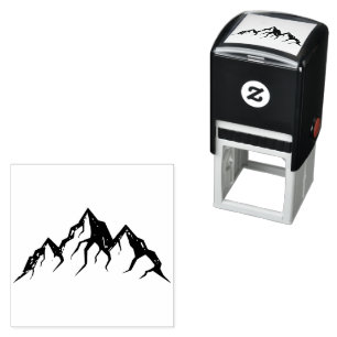 Line Drawn Mountain Rustic Wedding Stationery Self-inking Stamp