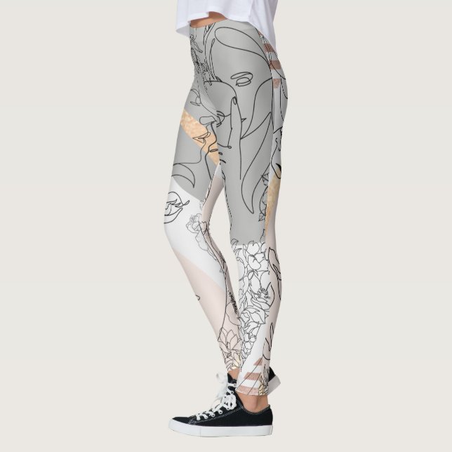 Line faces pattern leggings (Left)