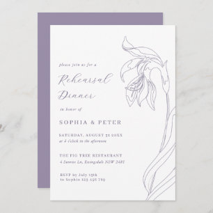 Line flower lavender Rehearsal Dinner Invitation