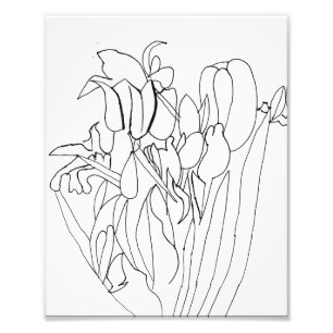Line Flowers Drawing Print