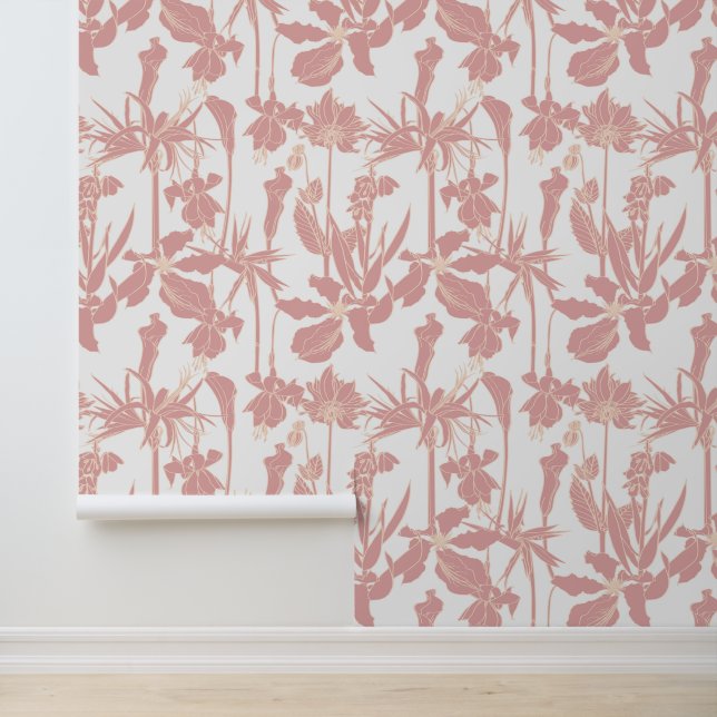 Line garden and tropical flowers. wallpaper (Application)