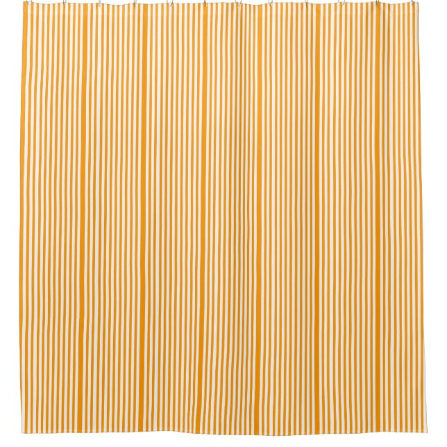 Line it up Orange and white stripe shower curtain (Front)