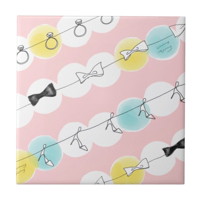 Line Line Ribbon Shoes Ceramic Tile (Front)