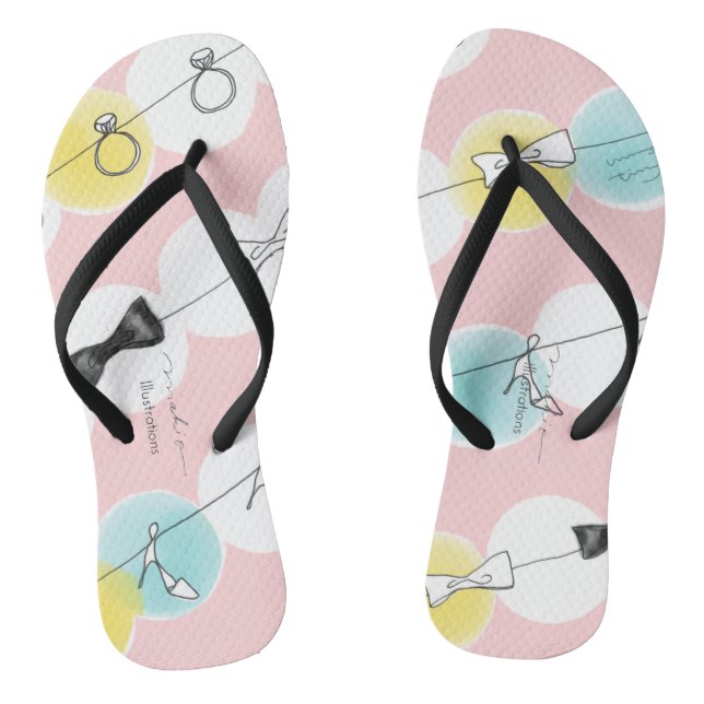Line Line Ribbons Shoes Thongs (Footbed)