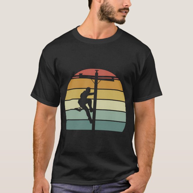 Line Line Worker Utility Pole Line T-Shirt (Front)