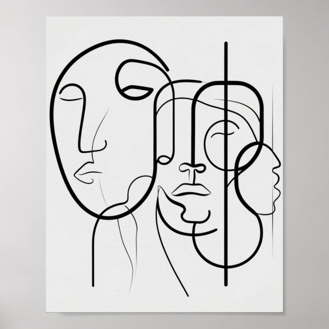  Line Minimalist Face Drawing Poster (Front)