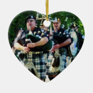 Line Of Bagpipers Ceramic Tree Decoration