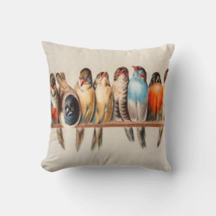 Line of Birds & Dove Cushion