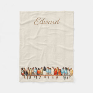 Line of Birds & Dove Fleece Blanket