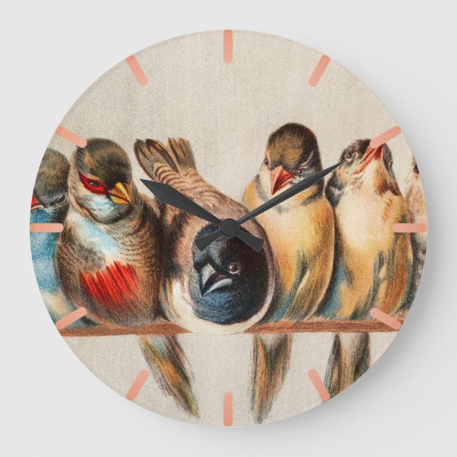 Line of Birds & Dove Large Clock (Front)