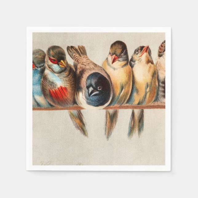 Line of Birds & Dove Napkin (Front)
