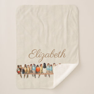 Line of Birds & Dove Sherpa Blanket