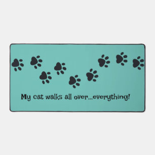 Line of  Black Paw Prints Design Desk Mat