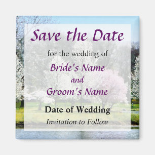 Line of Flowering Trees Save the Date Magnet