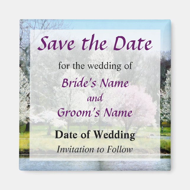 Line of Flowering Trees Save the Date Magnet (Front)