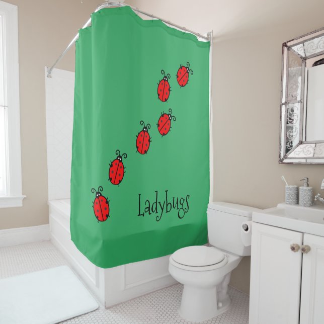 Line of Ladybugs Shower Curtain (In Situ)