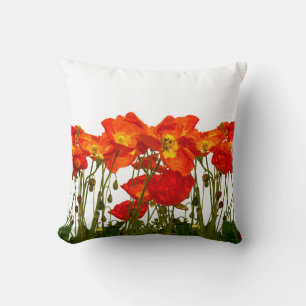 Line of red poppies isolatedart, background, beaut cushion