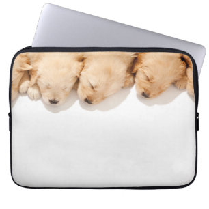 Line of Sleeping Golden Retriever Puppies Laptop Sleeve