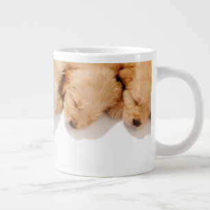 Line of Sleeping Golden Retriever Puppies Large Coffee Mug