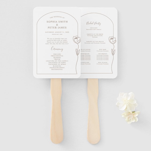 Line Rose Ceremony Program Hand Fan (Front and Back)