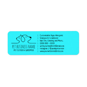 Line Teal Blue Petsitter dog cat logo veterinary Return Address Label
