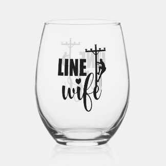 Line Wife Electric Worker Lineman Stemless Wine Glass