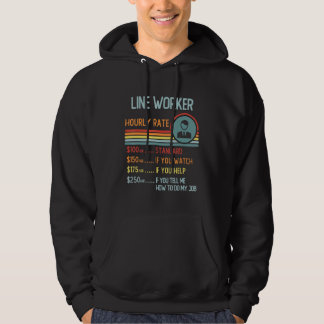 Line Worker Hourly Rate Retro Job Title Hoodie