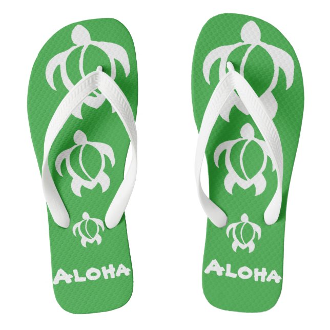 LineA "Aloha" White Honu Thongs (Footbed)
