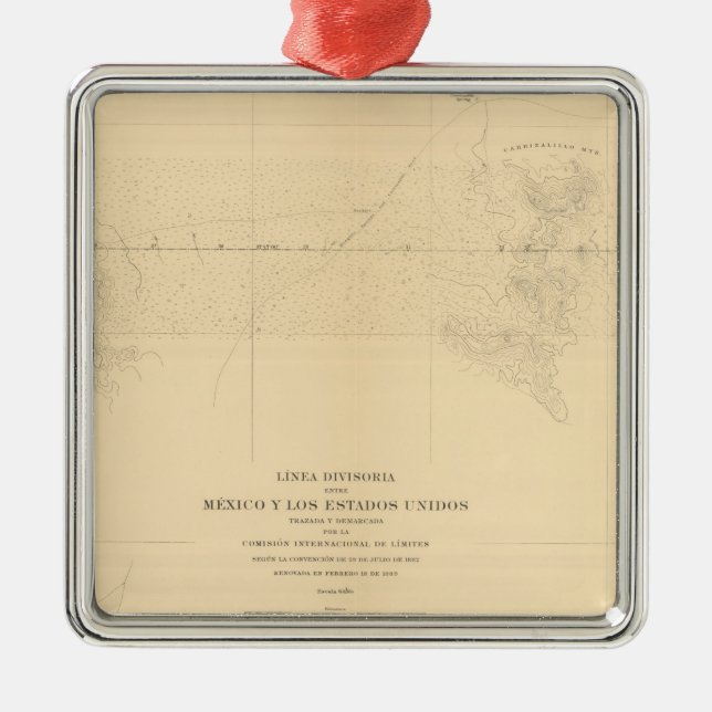 Linea Divisoria Entre Mexico 3 Metal Tree Decoration (Front)