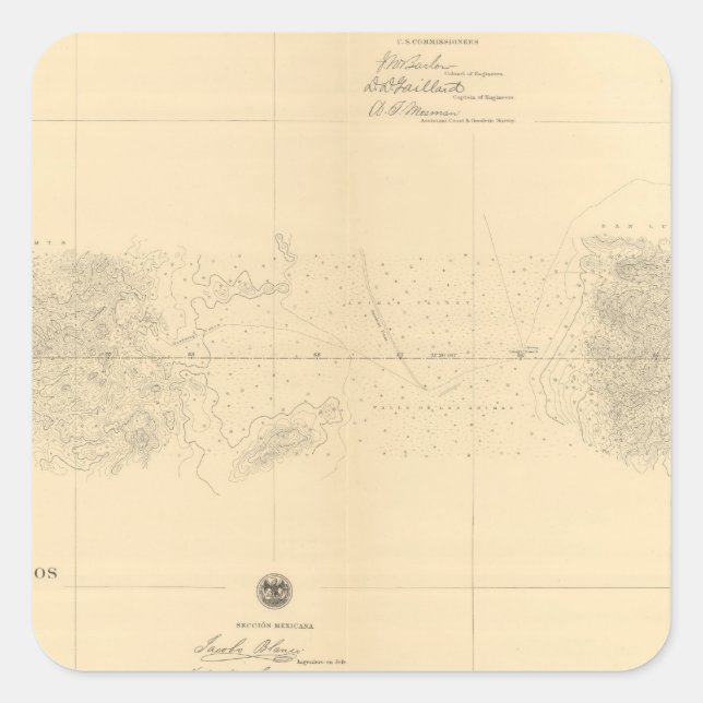 Linea Divisoria Entre Mexico 5 Square Sticker (Front)