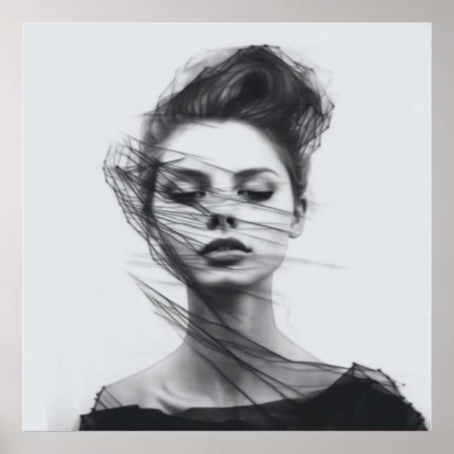 Lineal Art Drawing Woman's Body Poster (Front)